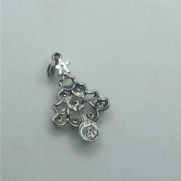 Vtg Sterling Silver Multi Stone Christmas Tree Mini Charm / Pendant 1.1” - Picture 2 of 4